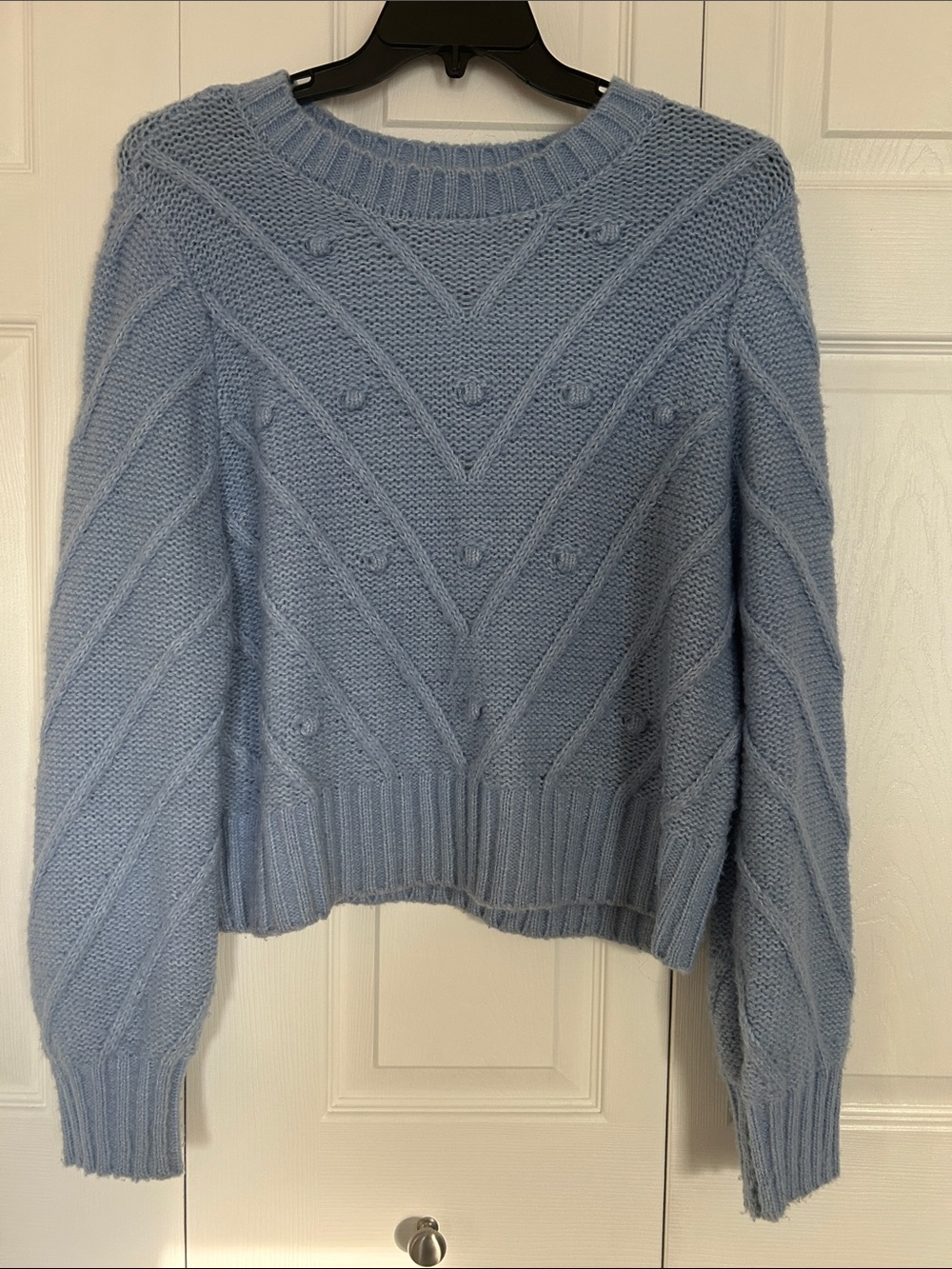 SO Light Blue Bobble Knit Crewneck Sweater